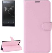 Voor Sony Xperia XZ Premium Litchi Texture Horizontale Flip Leren Case met Houder & Kaartsleuven & Portemonnee (Roze)