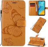 Voor Huawei Enjoy 10e 3D Vlinders Embossing Patroon Horizontale Flip Leren Case met Houder & Kaartsleuf & Portemonnee & Lanyard (Geel)