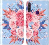 Voor Huawei Y6p 3D-schilderij Gekleurde tekening Patroon Horizontaal Flip TPU + PU lederen tas met houder & kaartsleuven & portemonnee & lanyard (gekleurde bloemen)