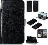 Voor Huawei Honor 9X Lite Mandala Embossing Patroon Horizontale Flip PU Leather Case met Houder & Kaartsleuven & Walle & Lanyard (Zwart)