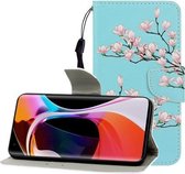 Voor Geschikt voor Xiaomi 10/10 Pro Gekleurde tekening Horizontale flip lederen tas met houder & kaartsleuf & portemonnee (Magnolia)