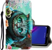 Voor Huawei Y5 2019 3D Gekleurde Tekening Horizontale Flip PU Lederen Case met Houder & Kaartsleuven & Portemonnee (Groene Ogen)