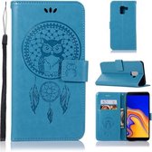 Windgong Uil Embossing Patroon Horizontale Flip Leren Case met Houder & Kaartsleuven & Portemonnee Voor Galaxy J6 + (Blauw)