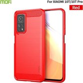 Voor Xiaomi Mi 10T / 10T Pro / Redmi K30S MOFI Gentleness-serie Geborstelde textuur Koolstofvezel Zachte TPU-hoes (rood)