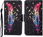 Voor Samsung Galaxy A10 / M10 Gekleurde Tekening Patroon Horizontale Flip Leren Case met Houder & Kaartsleuven & Portemonnee & Lanyard (Veer)