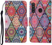 Voor Samsung Galaxy A21 Gekleurde Tekening Patroon Horizontale Flip Leren Case met Houder & Kaartsleuven & Portemonnee & Lanyard (Rhombus Totem)