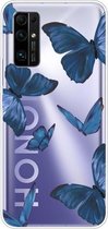 Voor Huawei Honor 30 schokbestendig geschilderd TPU beschermhoes (blauwe vlinder)