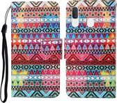 Voor Samsung Galaxy A40 Gekleurde Tekening Patroon Horizontale Flip Leren Case met Houder & Kaartsleuven & Portemonnee & Lanyard (Tribal Etnische Stijl)