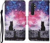 Voor Xiaomi Mi Note 10 Lite Gekleurde Tekening Patroon Horizontale Flip Leren Case met Houder & Kaartsleuven & Portemonnee & Lanyard (Starry Cat)