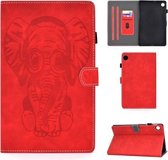 Voor Lenovo Tab M10 Plus reliëf olifant patroon horizontale flip PU lederen tas met houder & kaartsleuven & slaap / wekfunctie (rood)