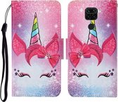 Voor Xiaomi Redmi Note 9 Gekleurde Tekening Patroon Horizontale Flip Leren Case met Houder & Kaartsleuven & Portemonnee & Lanyard (Wimper Eenhoorn)