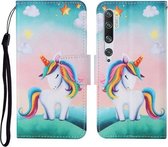 Voor Xiaomi Mi Note 10 / Note 10 Pro Gekleurd tekeningpatroon Horizontale flip lederen hoes met houder & kaartsleuven & portemonnee & lanyard (Rainbow Unicorn)