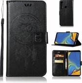 Windgong Uil Embossing Patroon Horizontale Leren Flip Case met Houder & Kaartsleuven & Portemonnee Voor Galaxy A9 (2018) (Zwart)