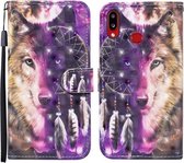 Voor Samsung Galaxy A10s Gekleurde Tekening Patroon Horizontale Flip Leren Case met Houder & Kaartsleuven & Portemonnee (Windgong Wolf)