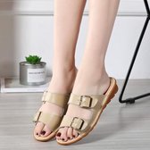 Fashion Casual Metal Buckle Wear Sandals voor Dames (Kleur: Beige Maat: 37)