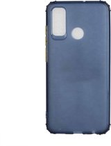 Voor Huawei P smart 2020 Kleurknop Doorschijnend Frosted TPU Vierhoekig Airbag Schokbestendig Hoesje (Marineblauw)