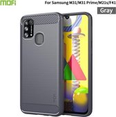 Voor Samsung Galaxy M31 / F41 / M21s / M31 Prime MOFI Gentleness Series Geborsteld Textuur Koolstofvezel Zachte TPU Case (Grijs)