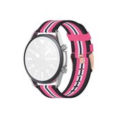 Voor Galaxy Watch 3 45 mm geweven nylon getextureerde band, maat: gratis maat 22 mm (zwart roze)