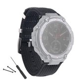 Voor Huami Amazfit T-Rex nylon vierkante gesp vervangende riem horlogeband met demontagehulpmiddel (zwart)