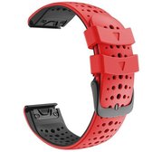 Voor Garmin Fenix 6 tweekleurige siliconen ronde gat Quick Release vervangende riem horlogeband (rood zwart)