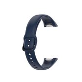 Voor Samsung Galaxy Fit SM-R370 siliconen stalen granaatscherven zwarte gesp vervangende riem horlogeband (blauw)