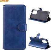 Voor Xiaomi Mi 11i / Poco F3 ENKAY Hat-Prince horizontale flip PU lederen tas met houder & kaartsleuven & portemonnee (donkerblauw)