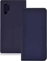 Elektrisch geperste effen textuur Ultradunne magnetische zuiging TPU + PU lederen tas met houder en kaartsleuf voor Galaxy Note10 + (blauw)