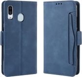 Wallet Style Skin Feel Kalfspatroon lederen tas voor Galaxy A40, met aparte kaartsleuf (blauw)
