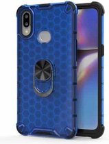 Voor Huawei Y7 2019 / Y7 Prime schokbestendige honingraat PC + TPU ringhouder beschermhoes (blauw)