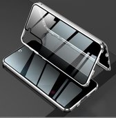 Voor Samsung Galaxy S21 5G Vierhoek schokbestendig Anti-gluren magnetisch metalen frame Dubbelzijdig gehard glazen omhulsel (zilver)