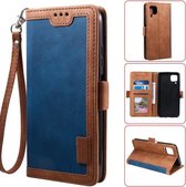 Voor Samsung Galaxy A12 5G Retro Splicing Horizontale Flip lederen tas met kaartsleuven & houder & portemonnee (blauw)