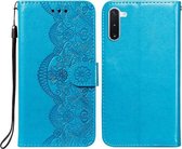 Voor Samsung Galaxy Note10 Flower Vine Embossing Pattern Horizontale Flip Leather Case met Card Slot & Holder & Wallet & Lanyard (Blue)
