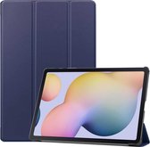 Voor Samsung Galaxy Tab S7 Plus Custer Texture Smart PU lederen tas met slaap- / wekfunctie en 3-voudige houder (donkerblauw)