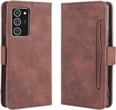 Voor Samsung Galaxy Note20 Ultra Wallet Style Skin Feel Kalfspatroon lederen tas met aparte kaartsleuf (bruin)