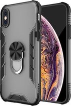 Magnetische matte pc + matte TPU schokbestendige hoes met ringhouder voor iPhone XS / X (Phantom Black)