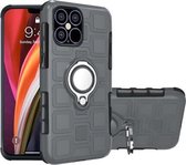 Voor iPhone 12 Pro Max 2 in 1 Cube PC + TPU beschermhoes met 360 graden draaien zilveren ringhouder (grijs)