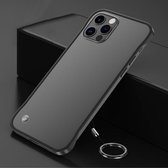 Frosted antislip TPU-beschermhoes met metalen ring voor iPhone 12 Pro Max (zwart)
