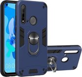 Voor Huawei P20 Lite (2019) / nova 5i 2 in 1 Armor Series PC + TPU beschermhoes met ringhouder (saffierblauw)