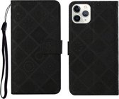 Etnische stijl reliëf patroon horizontale flip lederen tas met houder & kaartsleuven & portemonnee & lanyard voor iPhone 11 Pro (zwart)