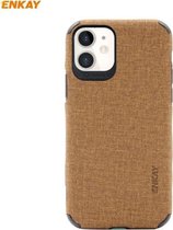 Voor iPhone 11 ENKAY ENK-PC031 Business Series Denim Texture PU-leer + TPU Soft Slim Case Cover (bruin)