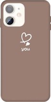 Voor iPhone 11 Love-heart Letter Pattern Colorful Frosted TPU telefoon beschermhoes (kaki)