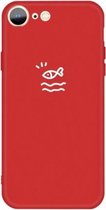 Voor iPhone SE 2020/8/7 Small Fish Pattern Colorful Frosted TPU telefoon beschermhoes (rood)