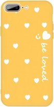 Voor iPhone 8 Plus / 7 Plus Lachend Gezicht Meerdere Love-Hearts Patroon Kleurrijke Frosted TPU Telefoon Beschermhoes (Geel)