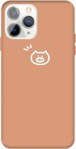 Voor iPhone 11 Pro Max Small Pig Pattern Colorful Frosted TPU telefoon beschermhoes (Coral Orange)