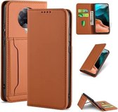 Voor Geschikt voor Xiaomi Redmi K30 Pro / Poco F2 Pro Sterk magnetisme Schokbestendig Horizontaal Flip Vloeistofgevoel Leren hoes met houder & kaartsleuven & portemonnee (bruin)