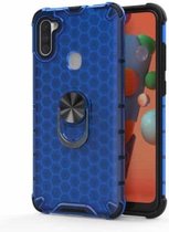 Voor Xiaomi Redmi Note 8 schokbestendige honingraat PC + TPU ringhouder beschermhoes (blauw)