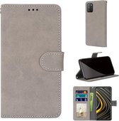 Voor Xiaomi Poco M3 Retro Frosted Horizontale Flip PU lederen tas met houder & kaartsleuven & portemonnee & fotolijst (grijs)