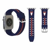 Voor Apple Watch Series 3 & 2 & 1 42 mm Fashion lachend gezicht patroon siliconen horlogebandje (blauw + rood)