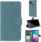 Voor Alcatel 3X (2020) Retro Frosted Horizontale Flip PU lederen tas met houder & kaartsleuven & portemonnee & fotolijst (blauw)