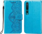 Voor Xiaomi Mi 10 Flower Vine Embossing Pattern Horizontale Flip Leather Case met Card Slot & Holder & Wallet & Lanyard (Blue)
